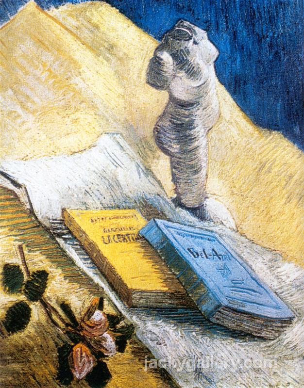 Still Life with Plaster Statuette, a Rose and Two Novels, Van Gogh painting